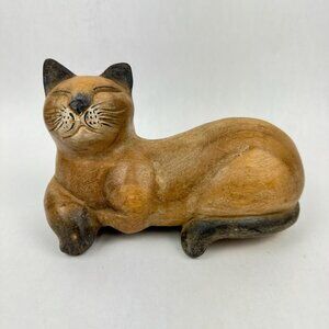 Vintage Wooden Folk Art Cat Shelf Sitter Hand Carved